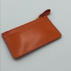 Tusk top zip card case orange NWT